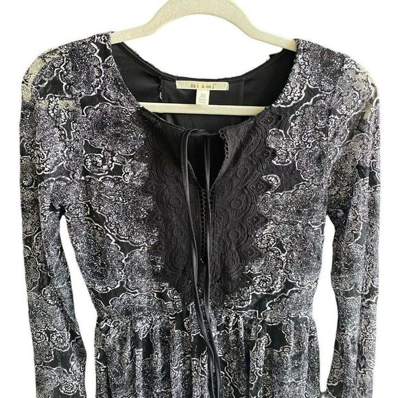 Mi Ami Francesca’s Dress Boho Black White Long Sleeve Mini Dress Size XS - Picture 3 of 5